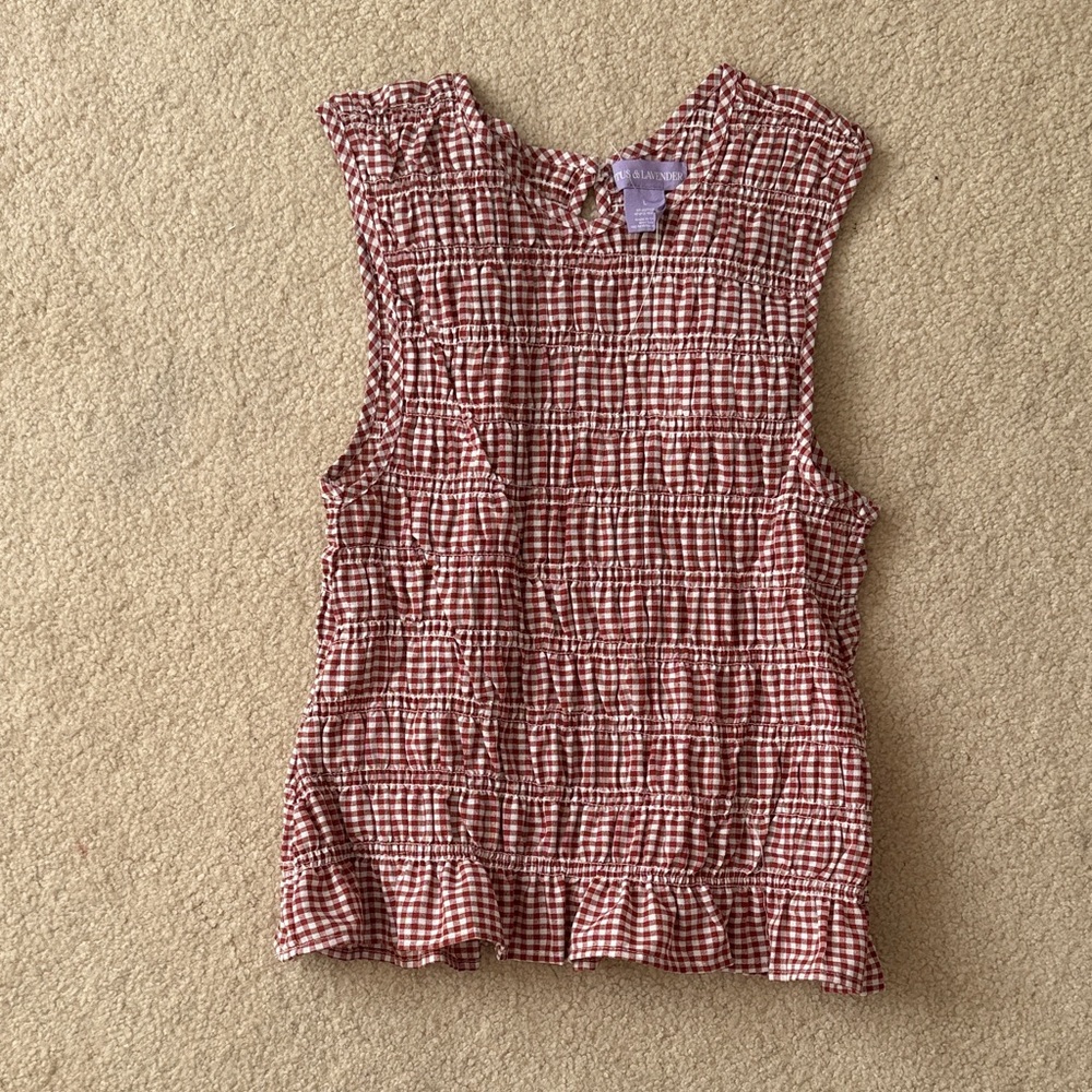 Red Checkered Sleeveless Top
